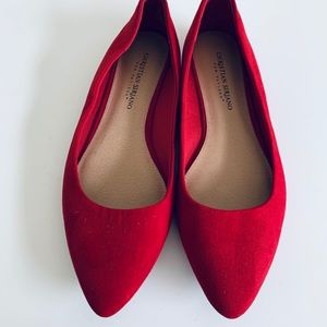 Christian Siriano red pointed flats sz 8